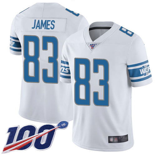 Detroit Lions Limited White Men Jesse James Road Jersey NFL Football 83 100th Season Vapor Untouchable
